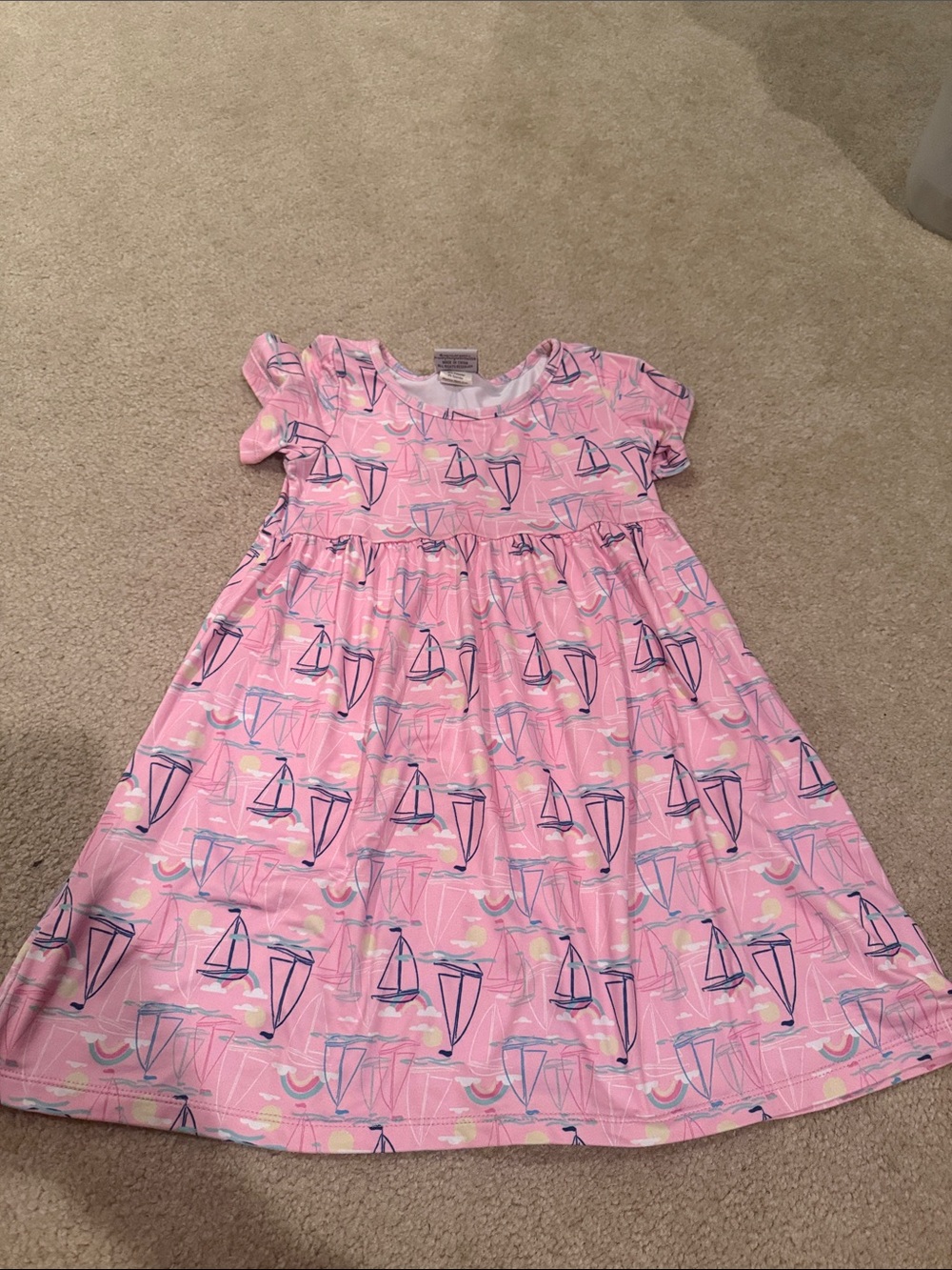 Flap happy pink sailboat dress